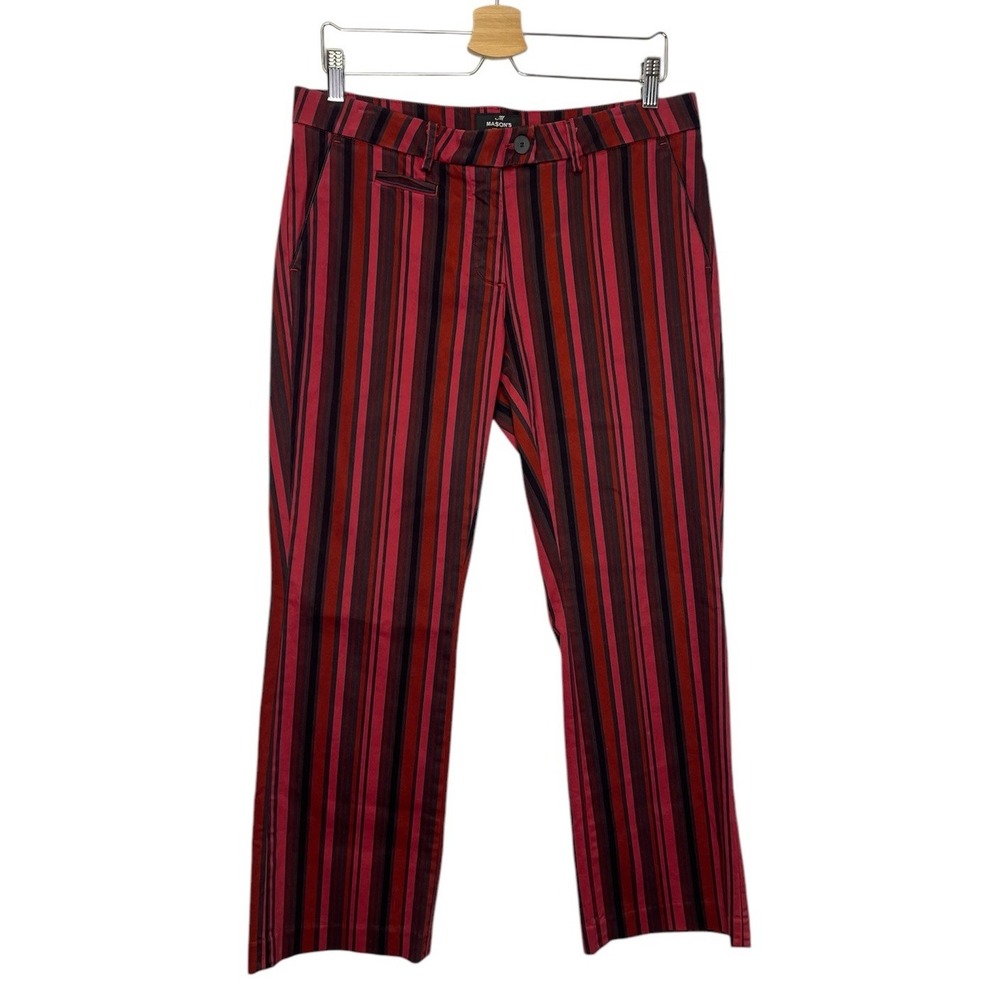 Mason's Womens New York Trumpet Chino Pants‎ Red Candy Stripe US 10 IT 46 Ankle